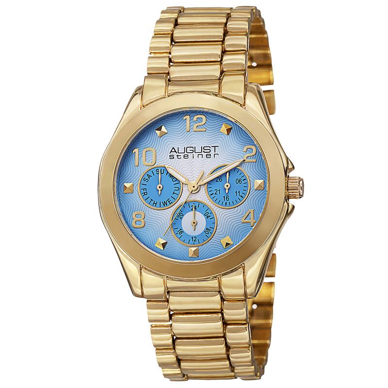 August Steiner Women's Quartz Colorful Dial Multifunction Gold-Tone Bracelet Watch