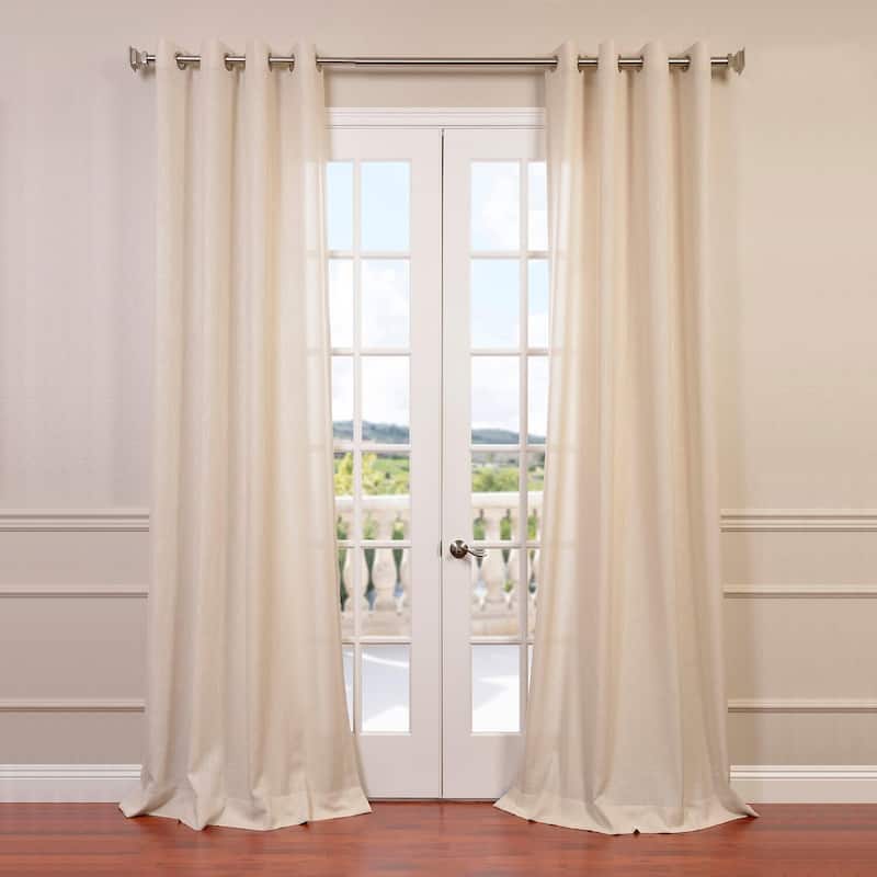 Exclusive Fabrics Faux Linen Grommet Top Curtain (1 Panel) - 50 X 84 - Sand