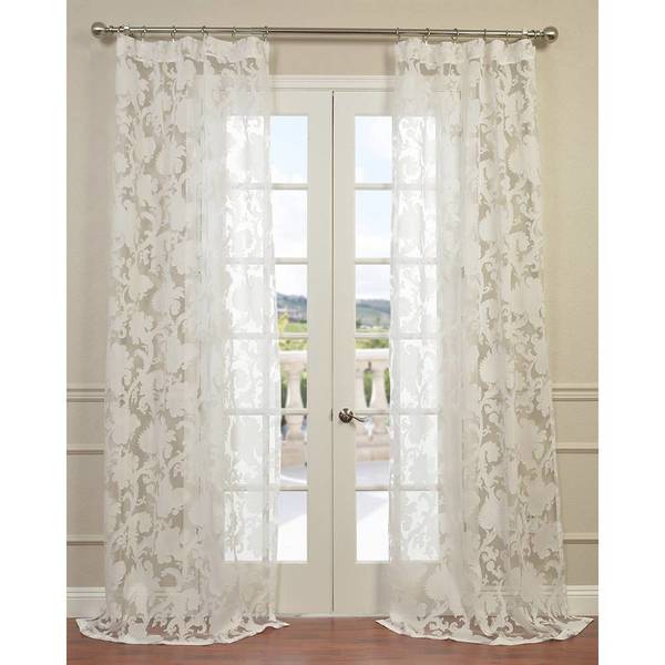 Shop Exclusive Fabrics Venus White Designer Sheer Curtain Panel