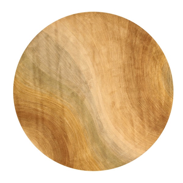 Hand-tufted Wool Gold Contemporary Abstract Morono Rug - 4' Round