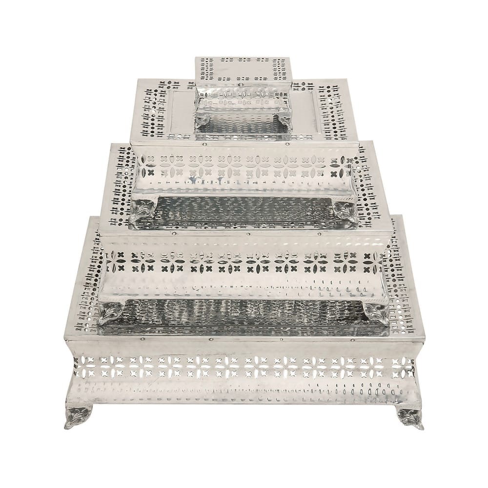 Wedding 4-piece Aluminum Square Cake Stand Set