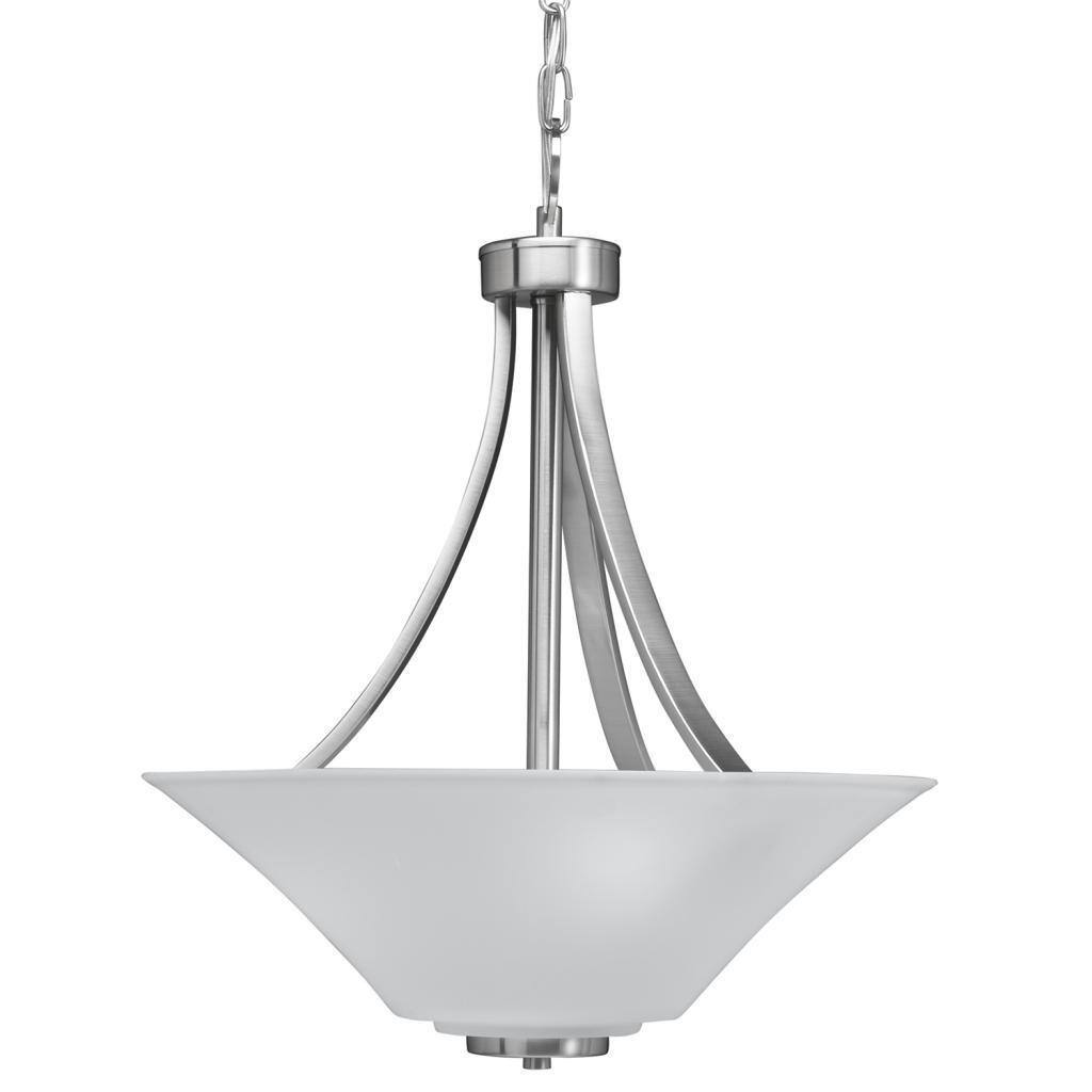 Kichler Lighting Transitional 3-light Etched Glass Satin Nickel Inverted Pendant
