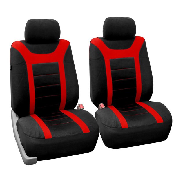 FH Group Red and Black Sports Front Bucket Seats Covers (Set of 2