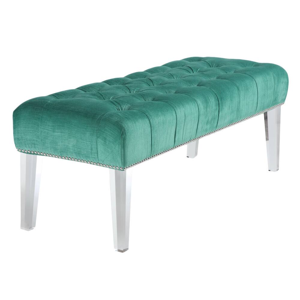 Stella Turquoise Velvet Acrylic Bench