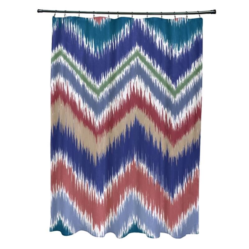 Tribal Chevron Pattern Shower Curtain - Blue