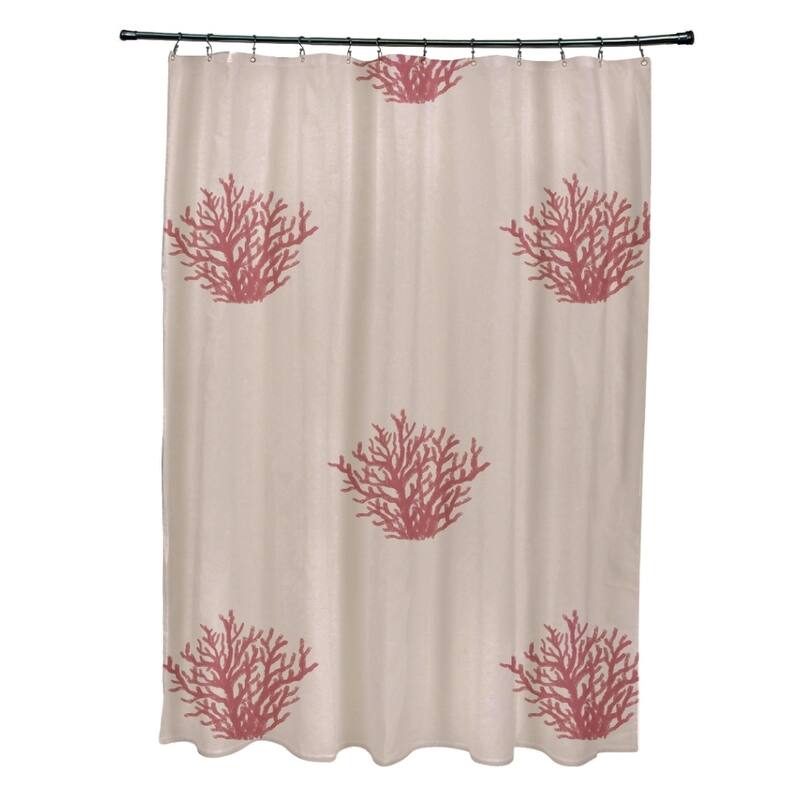 Coastal Reef Pattern Shower Curtain - 71 x 74 - Beige and Coral
