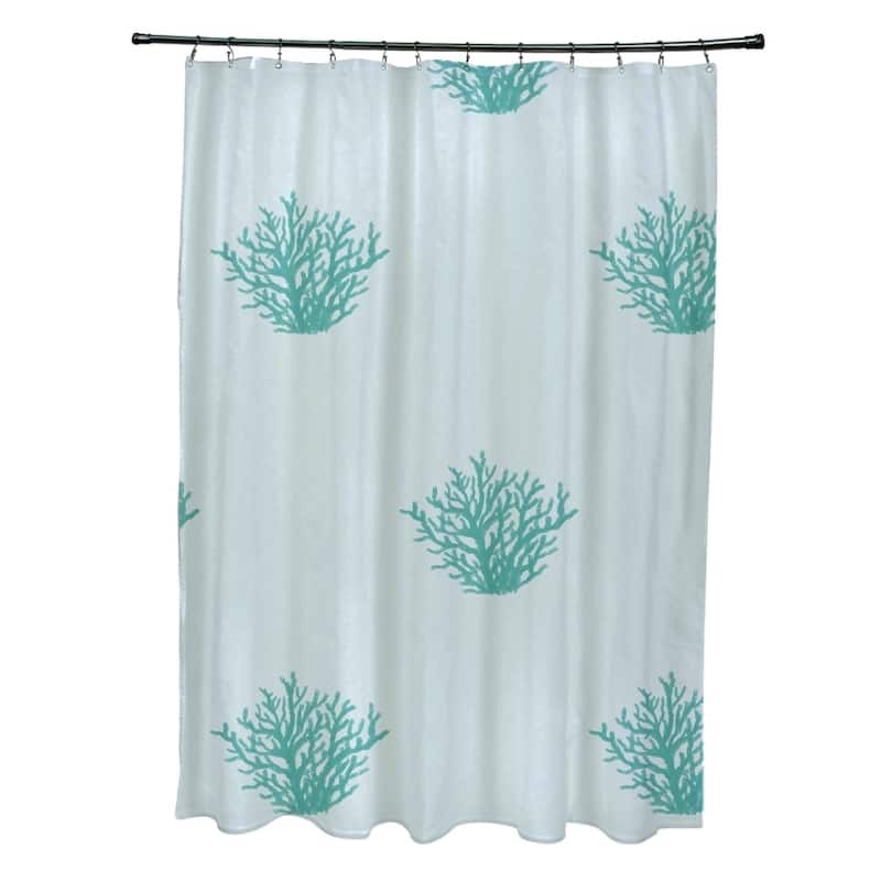 Coastal Reef Pattern Shower Curtain - 71 x 74 - Soft Aqua and Aqua