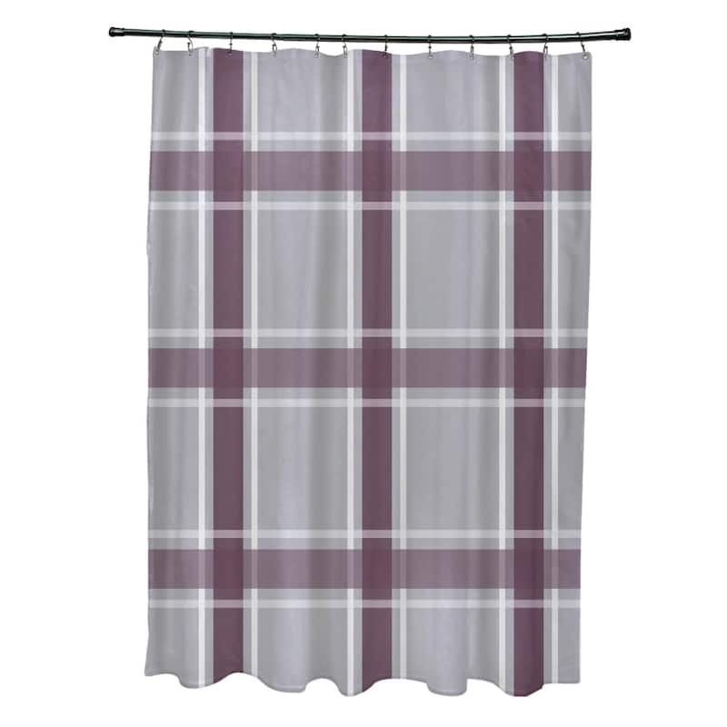 Plaid Pattern Shower Curtain - Gray and Purple