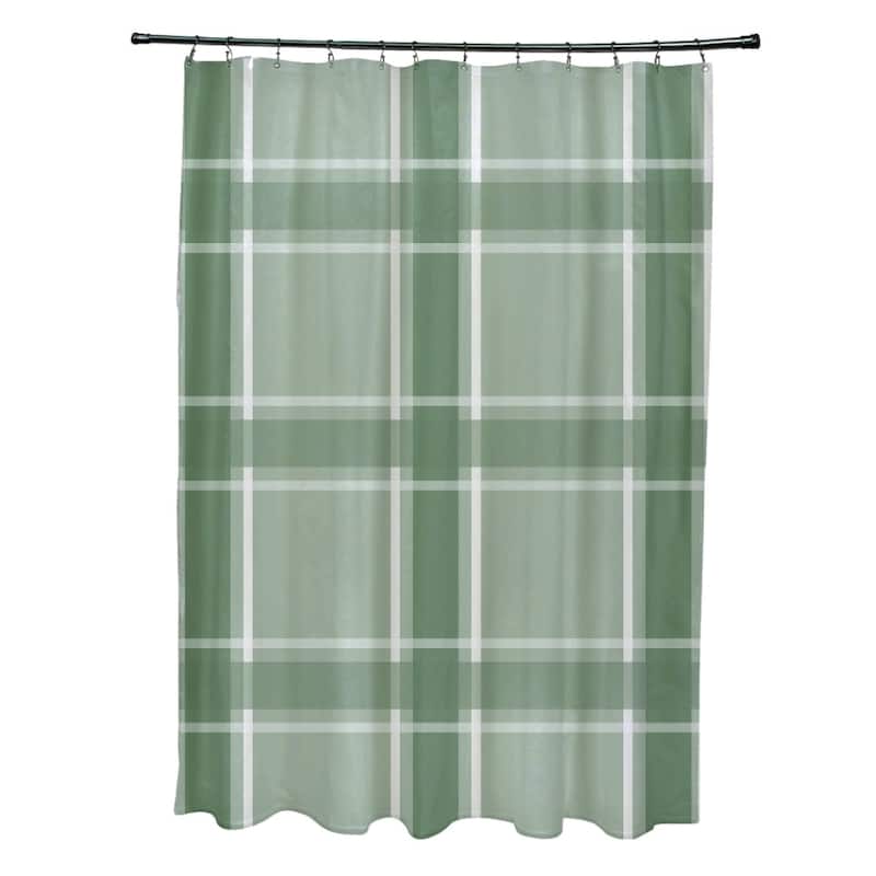 Plaid Pattern Shower Curtain - Green