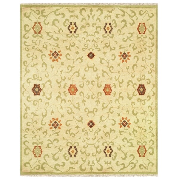 Grand Bazaar Hand-knotted 100-percent Wool Pile Antolya Rug in Beige/Sage - 4' x 6'