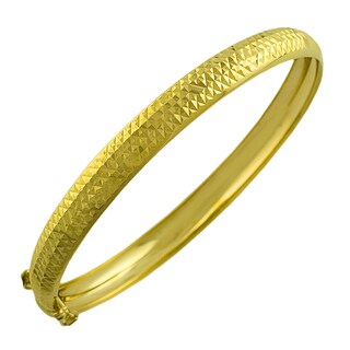 Fremada 14k Yellow Gold 7-mm Diamond-cut Bangle Bracelet
