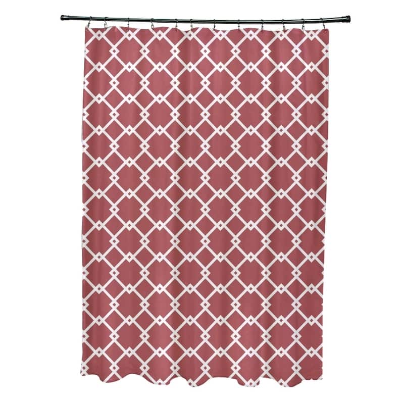 Trellis Geometric Pattern Shower Curtain - Coral