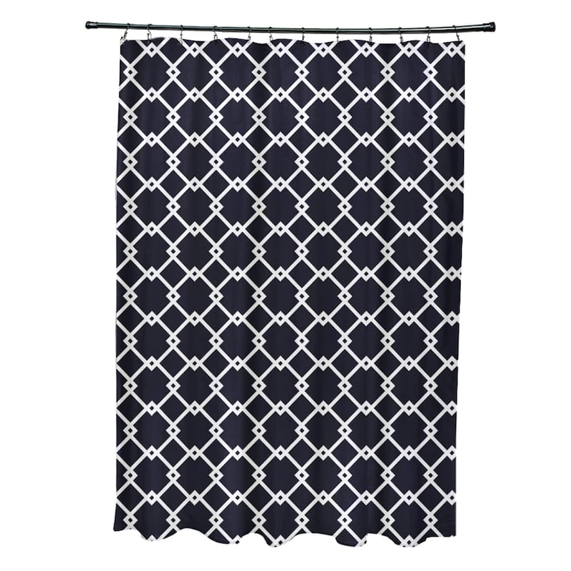 Trellis Geometric Pattern Shower Curtain - Blue