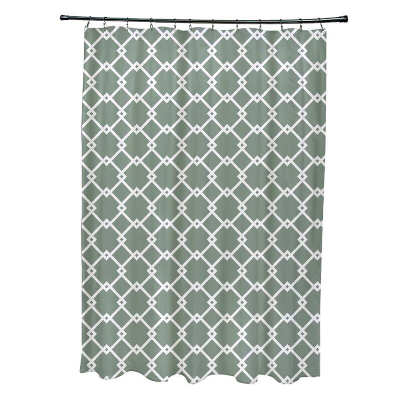 Trellis Geometric Pattern Shower Curtain - Green