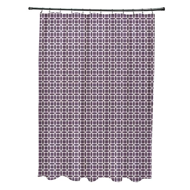 Abstract Trellis Geometric Pattern Shower Curtain - Off White and Purple