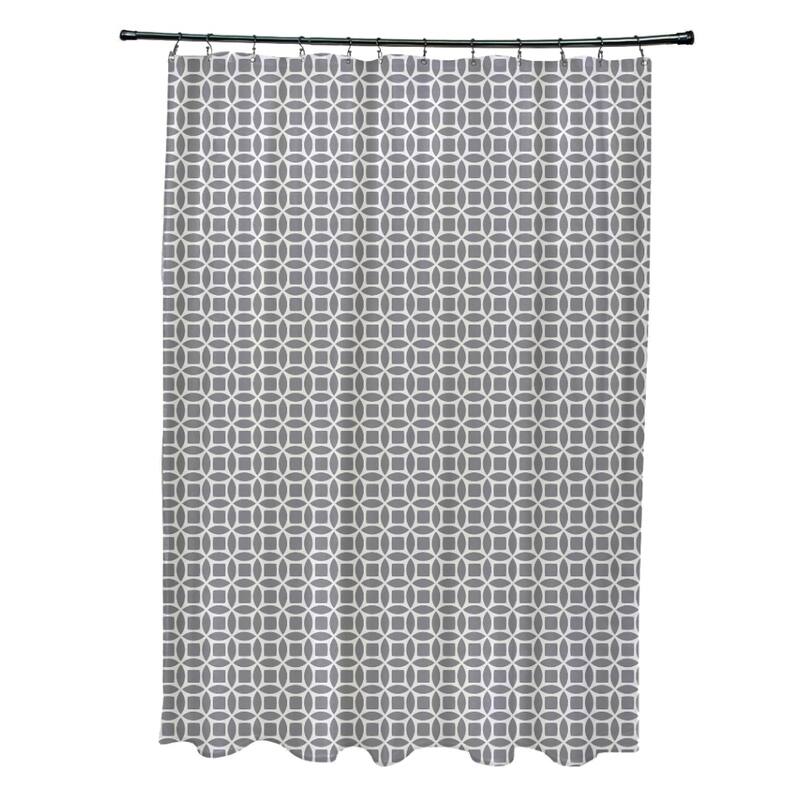 Abstract Trellis Geometric Pattern Shower Curtain - Off White and Gray