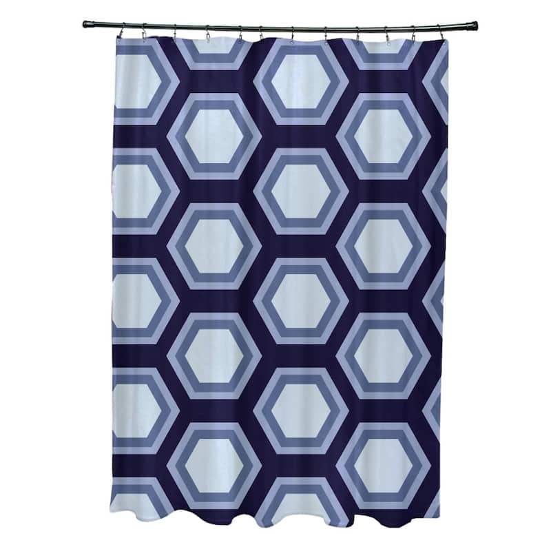 Large Honeycomb Geometric Pattern Shower Curtain - Blue