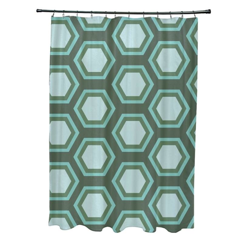 Large Honeycomb Geometric Pattern Shower Curtain - Green