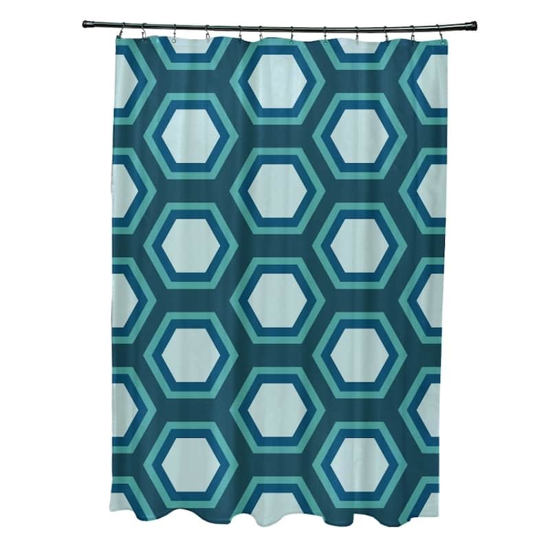 Large Honeycomb Geometric Pattern Shower Curtain - Teal