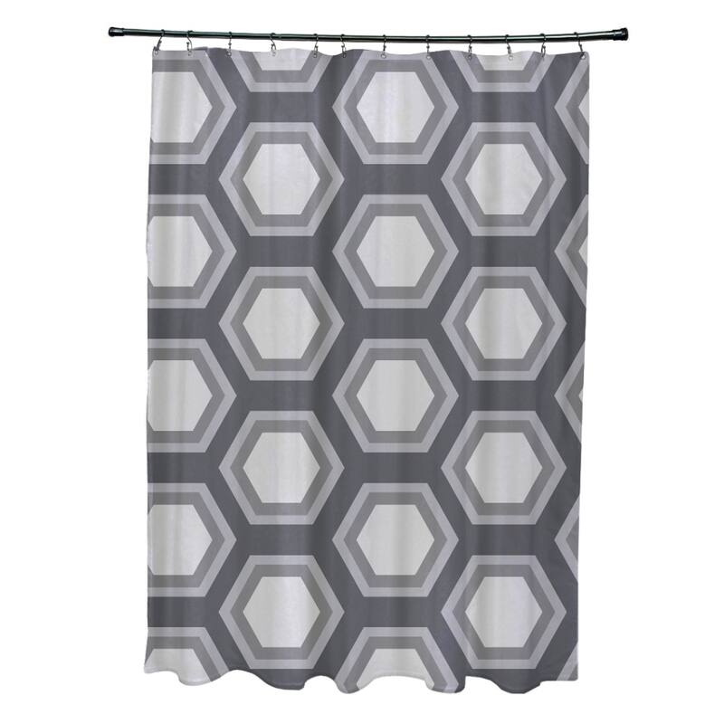Large Honeycomb Geometric Pattern Shower Curtain - Grey