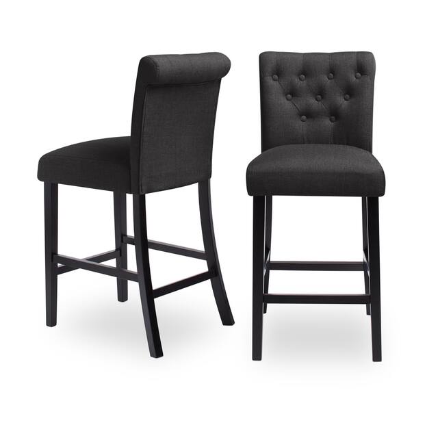 Sopri Upholstered Rolled Back Tufted Counter Chairs (Set of 2) - Black