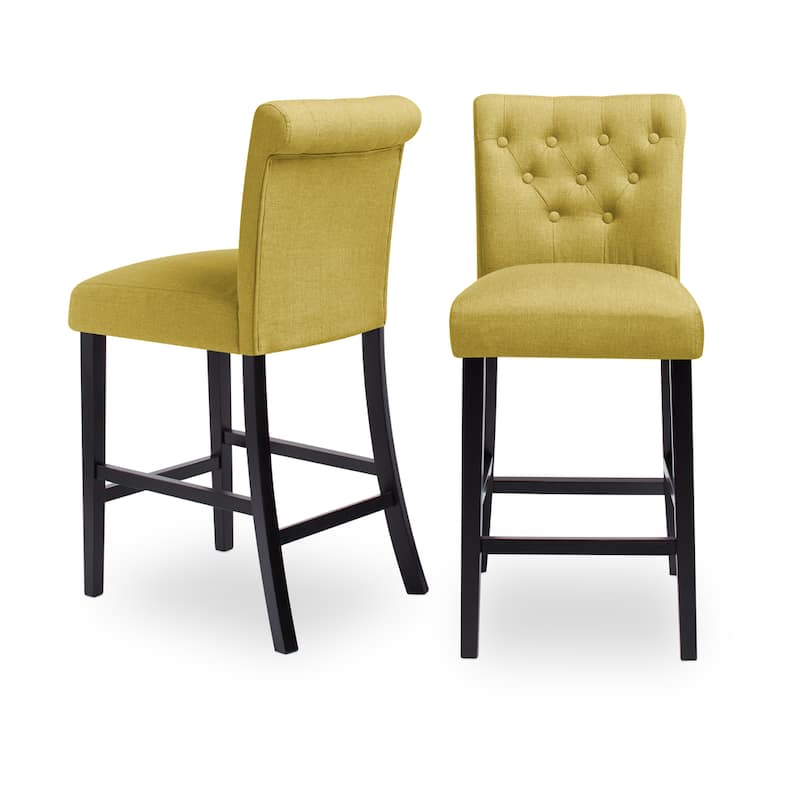 Sopri Upholstered Rolled Back Tufted Counter Chairs (Set of 2) - Apple Green
