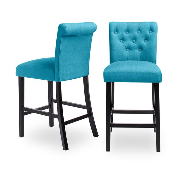Sopri Upholstered Rolled Back Tufted Counter Chairs (Set of 2) - Frost Blue