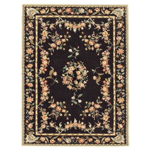 Grand Bazaar Tufted 100-percent Wool Pile Parisian Rug in Black 3'-6" x 5'-6" - 3'6" x 5'6"