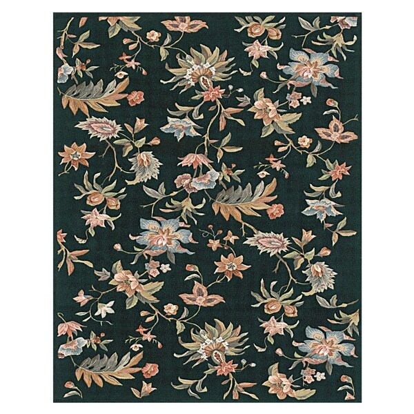 Grand Bazaar Tufted 100-percent Wool Pile Parisian Rug in Black 3'-6" x 5'-6" - 3'6" x 5'6"