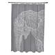 Sketched Elephant Animal Print Print Pattern Shower Curtain - Grey