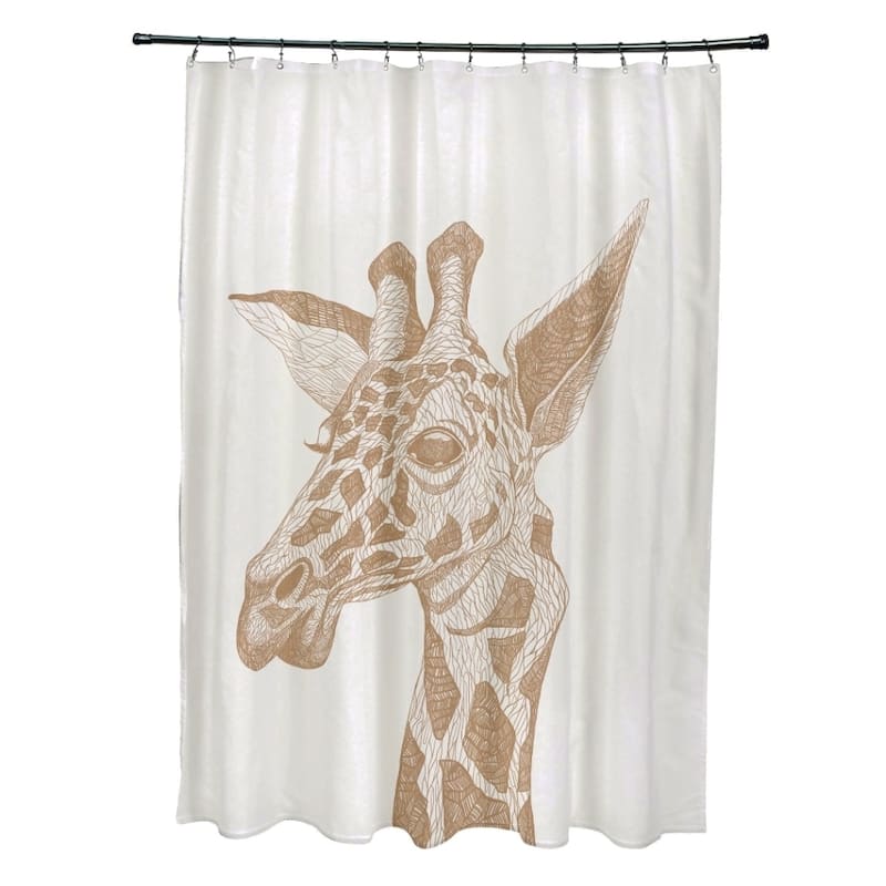 Sketched Giraffe Animal Pattern Shower Curtain - Animal Print - Off-White
