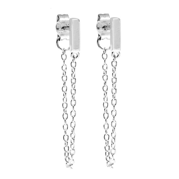 La Preciosa Sterling Silver Bar Stud With Hanging Chain La Preciosa Sterling Silver Bar Stud With Hanging Chain Earrings