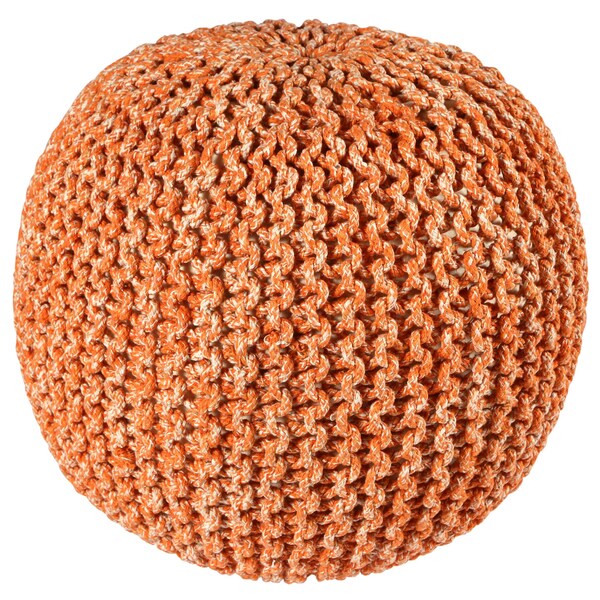 16 inch Orange Cotton Rope Pouf Ottoman