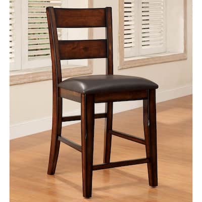 Paur Farmhouse Brown Wood Counter Height Stools (Set of 2) by Furniture of America