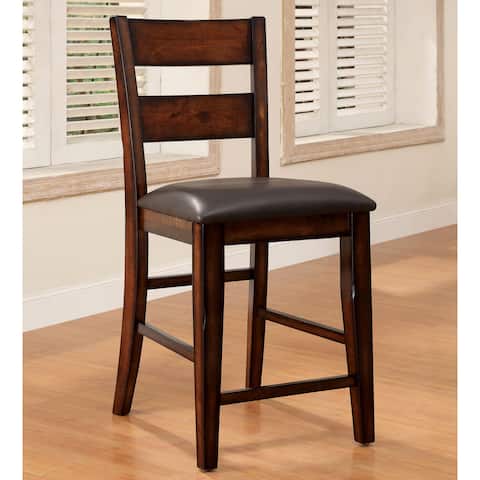 Paur Farmhouse Brown Wood Counter Height Stools (Set of 2) by Furniture of America