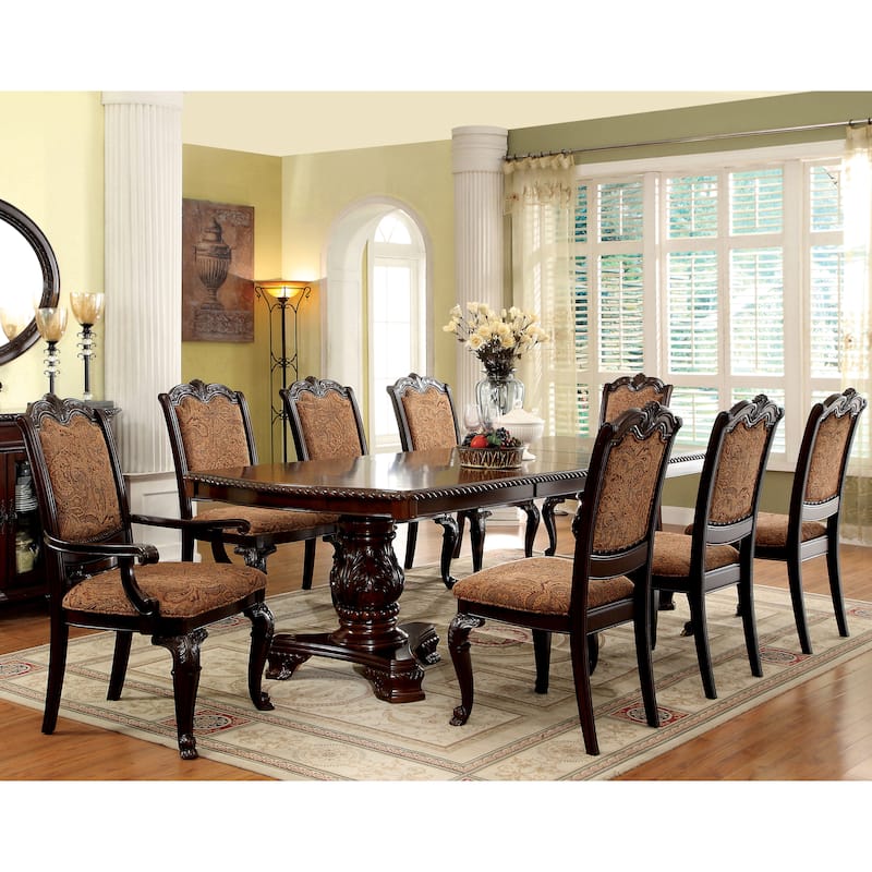 Furniture of America Kova Traditional Cherry Fabric Formal Arm Chairs (Set of 2)