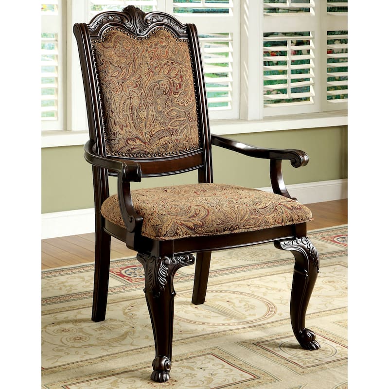 Furniture of America Kova Traditional Cherry Fabric Formal Arm Chairs (Set of 2)