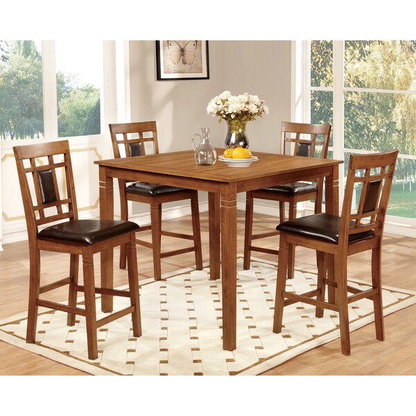 Furniture of America 5Piece Light Oak Counter Height Dining