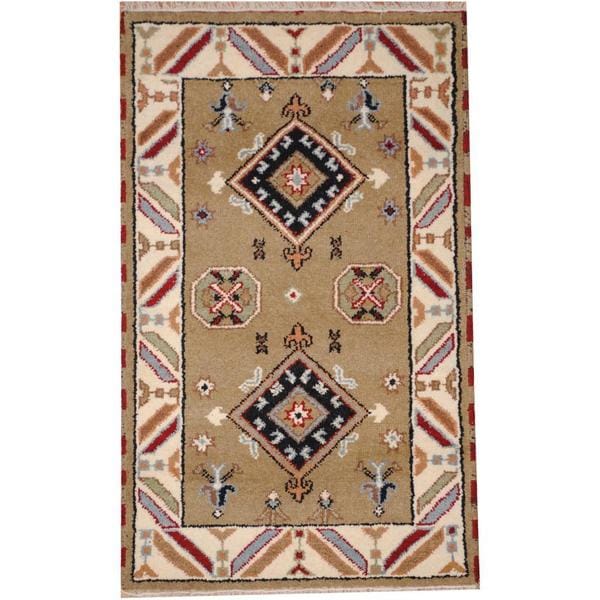 Handmade Herat Oriental Indo Tribal Kazak Wool Rug (India) - 3' x 5'