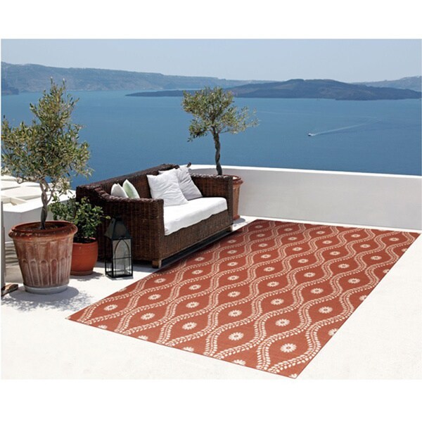 Rug Squared Palmetto Rust Indoor/ Outdoor Area Rug - 7'9" x 10'10"
