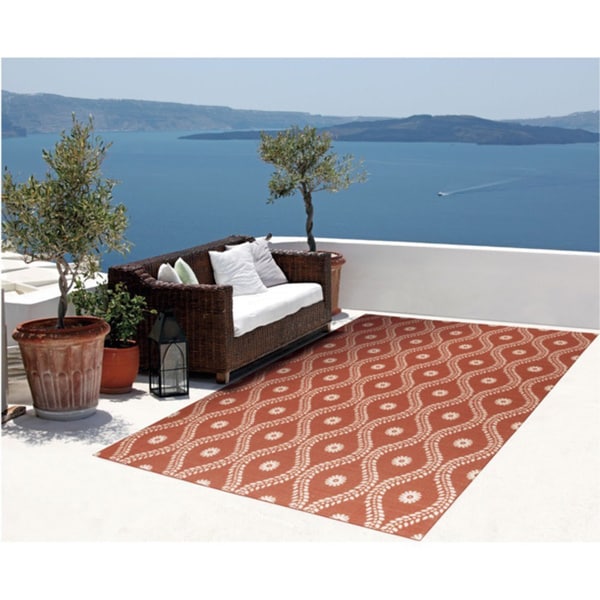 Rug Squared Palmetto Rust Indoor/ Outdoor Area Rug - 10' x 13'