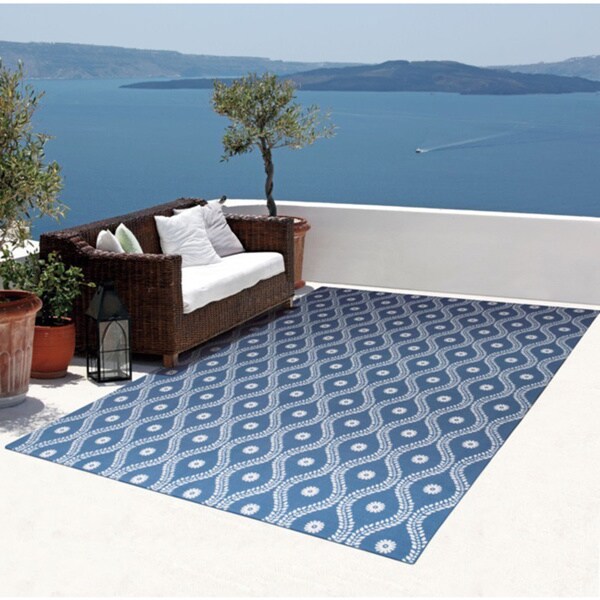 Rug Squared Palmetto Navy Indoor/ Outdoor Area Rug (10' x 13')