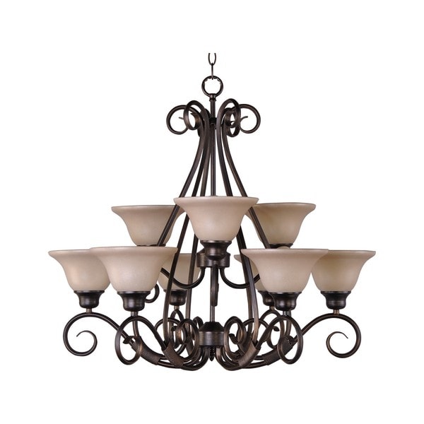 Iron 9 light Bronze Pacific Multi Tier Chandelier   16994305