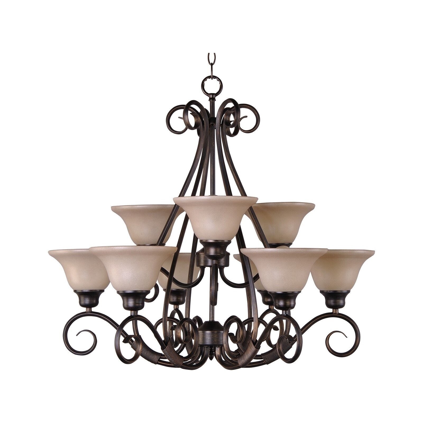 Maxim Iron 9-light Bronze Pacific Multi-Tier Chandelier (Pacific 9-Light Chandelier) - Chandeliers For Bedrooms by Overstock.com