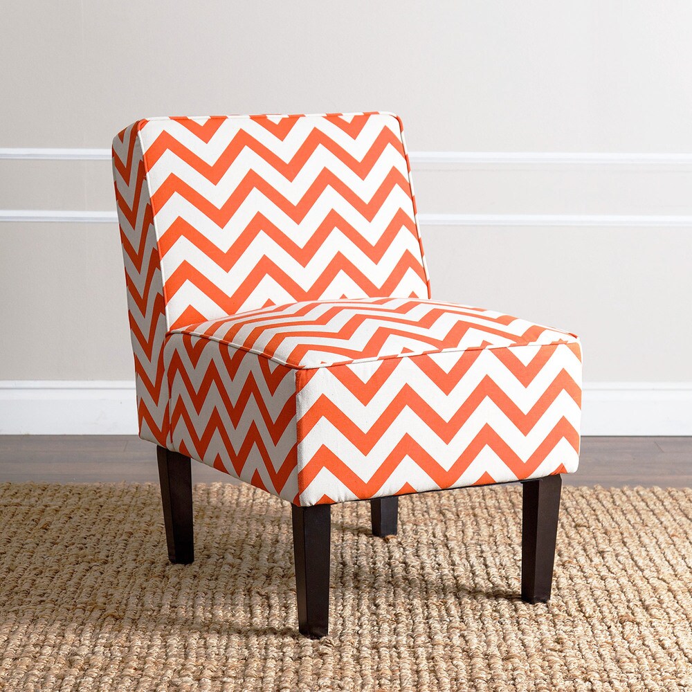 Abbyson  Sasha Orange Chevron Fabric Slipper Chair (Orange)