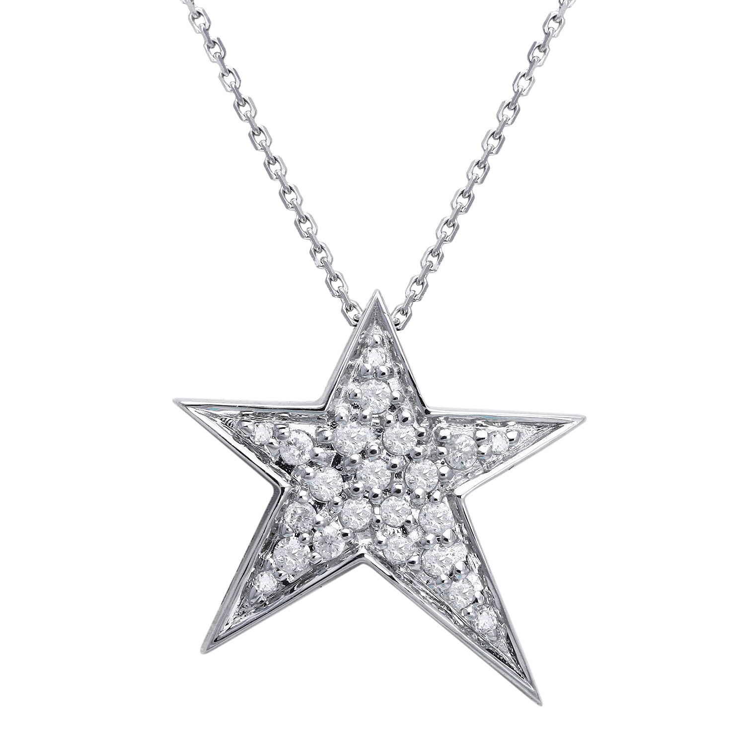 Shop 10k Gold 1/5ct TDW Diamond Star Necklace - On Sale - Free Shipping ...