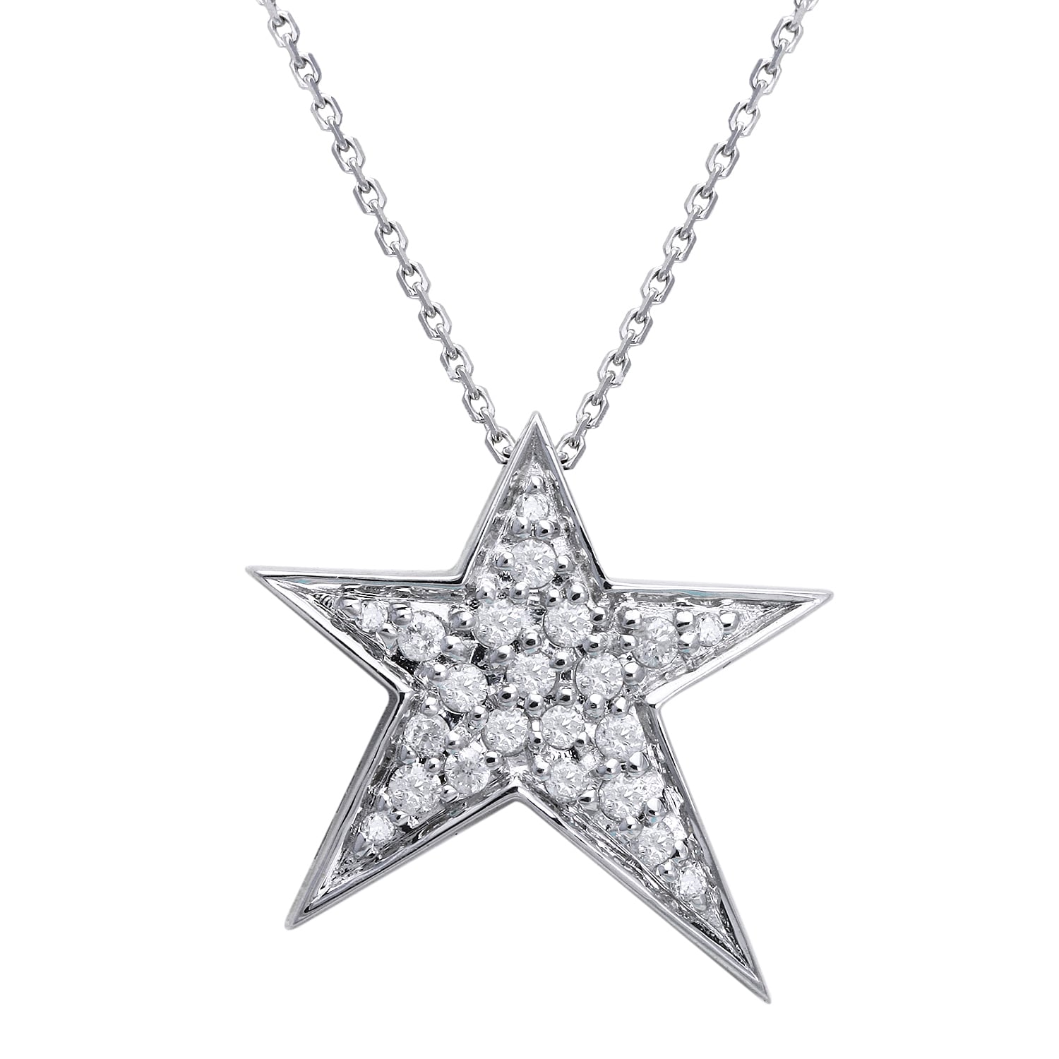 Shop 10k Gold 1/5ct TDW Diamond Star Necklace - On Sale - Free Shipping ...