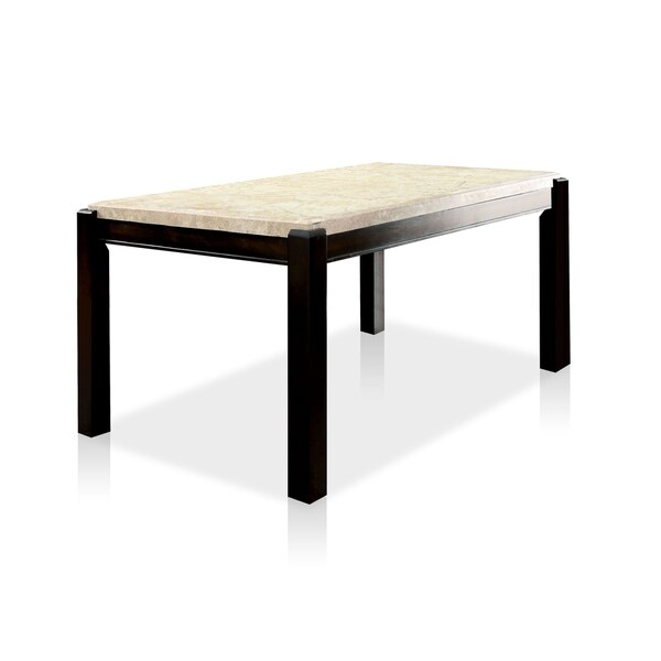 Furniture of America Joreth Dark Walnut Genuine Marble Dining Table