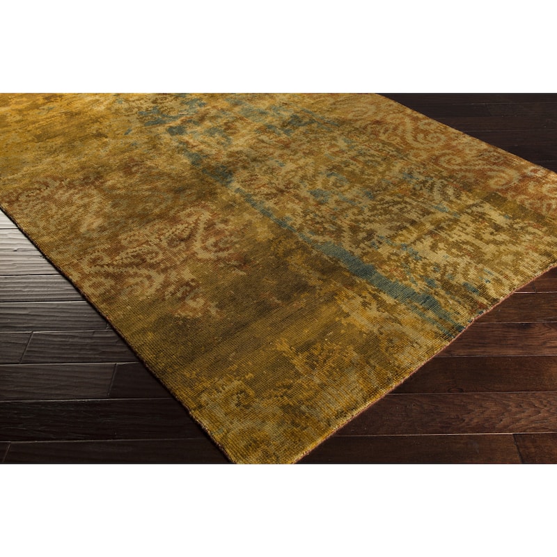 Hand-Knotted Hugh Damask Pattern Wool Area Rug - 2' x 3' - 2' x 3'