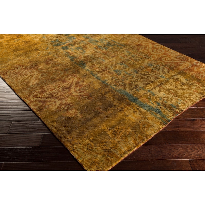 Hand-Knotted Hugh Damask Pattern Wool Area Rug - 2' x 3' - 2' x 3'